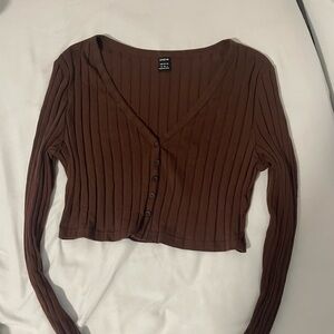 SHEIN Chocolate Ribbed Knit Top